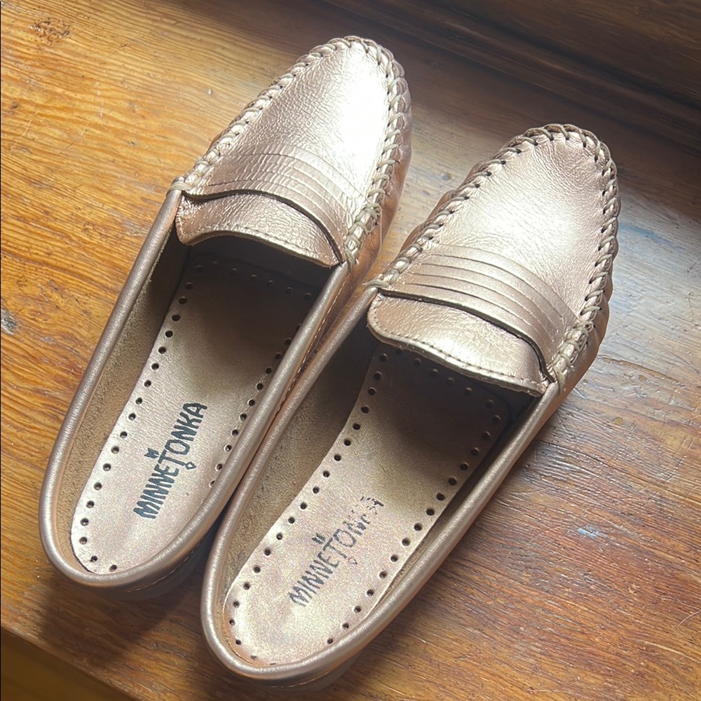 Minnetonka Gold Moccasin Shoes